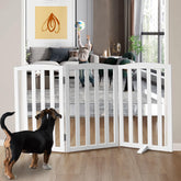SFJC freestanding dog gate three-panel wooden white design ideal for doorways and room separation