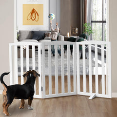 SFJC freestanding dog gate three-panel wooden white design ideal for doorways and room separation