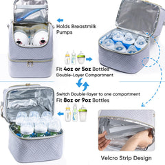 SFYBYHEART breast pump bag with cooler compartment for easy organization.
