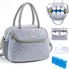 SFYBYHEART breastmilk cooler bag front view with handle for easy travel