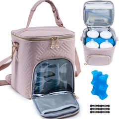 SFYBYHEART breastmilk cooler bag front view with spacious interior and ice pack