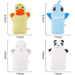 Shappy baby bath mitt white sheep side view with soft texture for safe skin contact