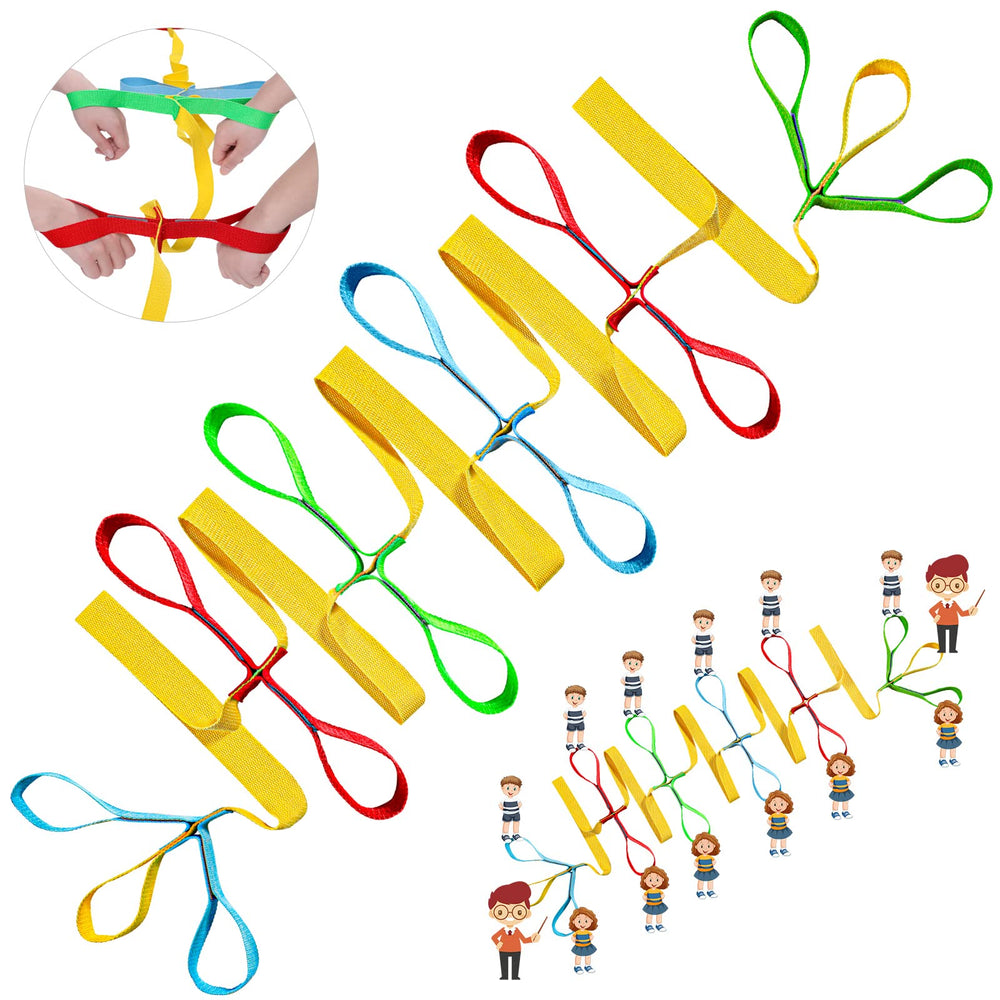 Shappy preschool walking rope with yellow base for bright visibility and safety.