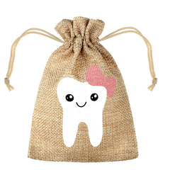 Shappy tooth fairy bag pink with teeth pattern keeps your child's tooth safe.