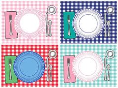 SharkBliss Montessori placemat buffalo plaid set4 enhances table setting and learning