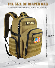 SHARKMOUTH Dad Diaper Backpack tan organized interior with 12 pockets for quick access.