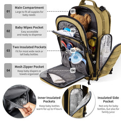 SHARKMOUTH diaper bag back insulated bottle holder keeps beverages warm or cool.