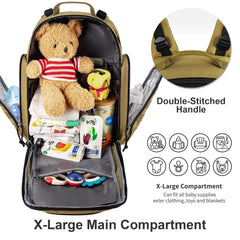 SHARKMOUTH diaper bag side insulated pocket stores bottles for on-the-go hydration.