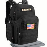 SHARKMOUTH mens military diaper bag front view showing rugged outdoor design for dads.