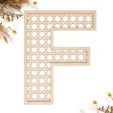 She Love wooden rattan letters 8in front view add a cozy boho wall decor accent.
