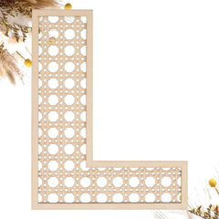 She Love wooden rattan letters 8inch front view for wall decor and personalized signs.