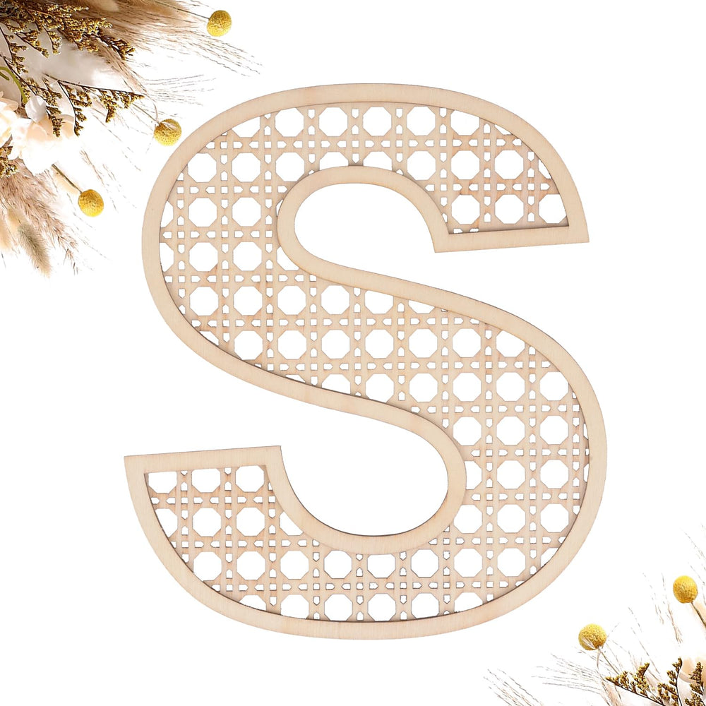 She Love wooden rattan letters—8-inch, durable wall decor for boho spaces.