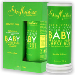 SheaMoisture chest rub close-up shows sensitive-skin friendly formula for babies.
