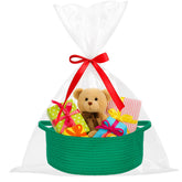 ShellKingdom storage basket with handles close-up shows sturdy cotton weave for easy carry.