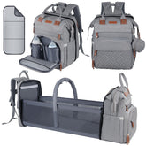 Shengmeister baby diaper bag backpack grey for on-the-go organization.