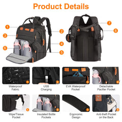 Shengmeister diaper bag insulated bottle pockets keep feeds warm during travel.