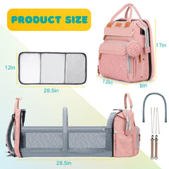 Shengmeister diaper bag pink reinforced straps for durable everyday use