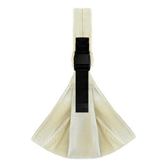Shiaon baby sling carrier beige on shoulder enables hands-free daily errands.