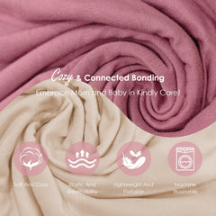 Shiaon baby wrap cream pink newborn in wrap demonstrates secure, snug positioning.