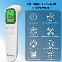 Shieldread thermometer infrared sensor enables non-contact, fast temperature checks.