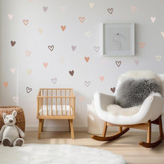 Shine Inside boho heart decals applied to nursery wall