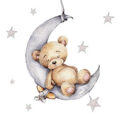 Shine Inside elephant and bear decals form a soothing gray beige nursery focal point