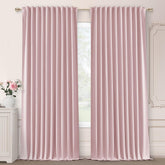 SHINELAND pink blackout curtains 84in two panels in nursery setup for better sleep.