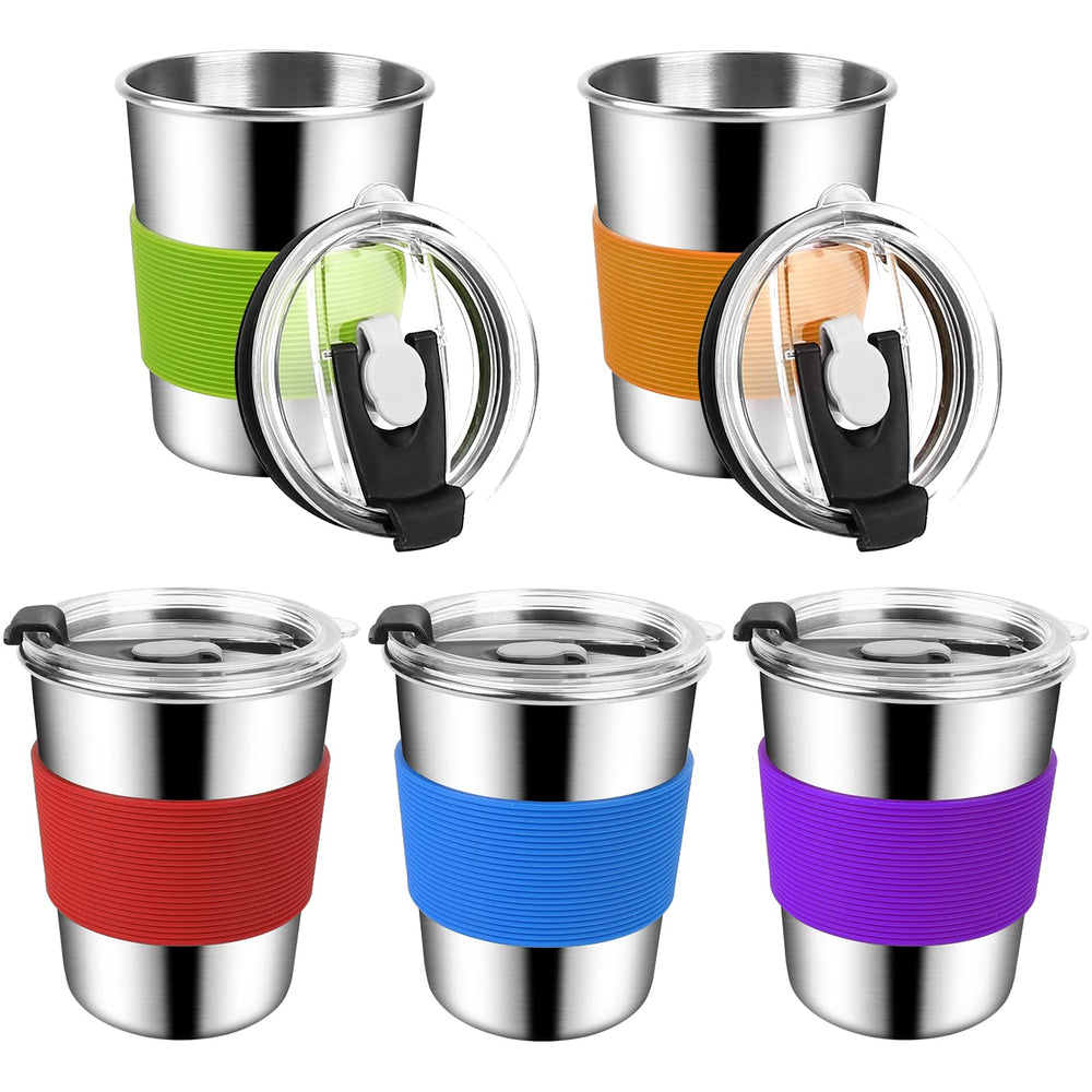 ShineMe 8oz kids cups in a 5-pack with lids for organized on-the-go hydration.