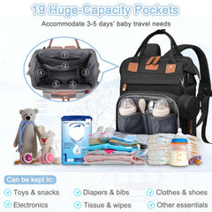 SHITIESHOU diaper bag backpack black insulated bottle pockets keep drinks warm during trips
