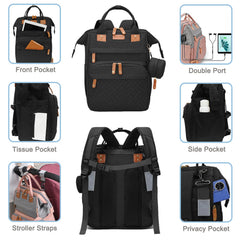 SHITIESHOU diaper bag backpack black open main compartment for quick access to essentials