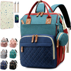 SHITIESHOU diaper bag backpack colorful front view aids on-the-go organization.