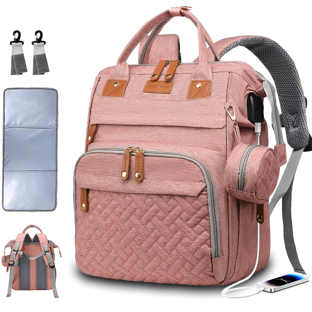 SHITIESHOU diaper bag backpack fabric texture showing durable, water-resistant material for busy parents.