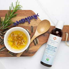 Shoosha Calendula Oil moisturizes hands and feet with a silky feel.
