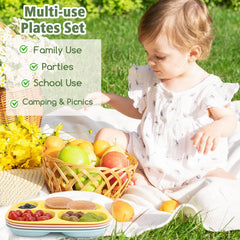 Shopwithgreen bamboo divided plates dishwasher-safe design for easy cleanup after family meals.