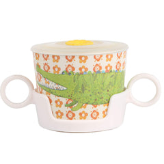 shopwithgreen bamboo kids dinnerware cup-holder helps stable, mess-free beverages during meals