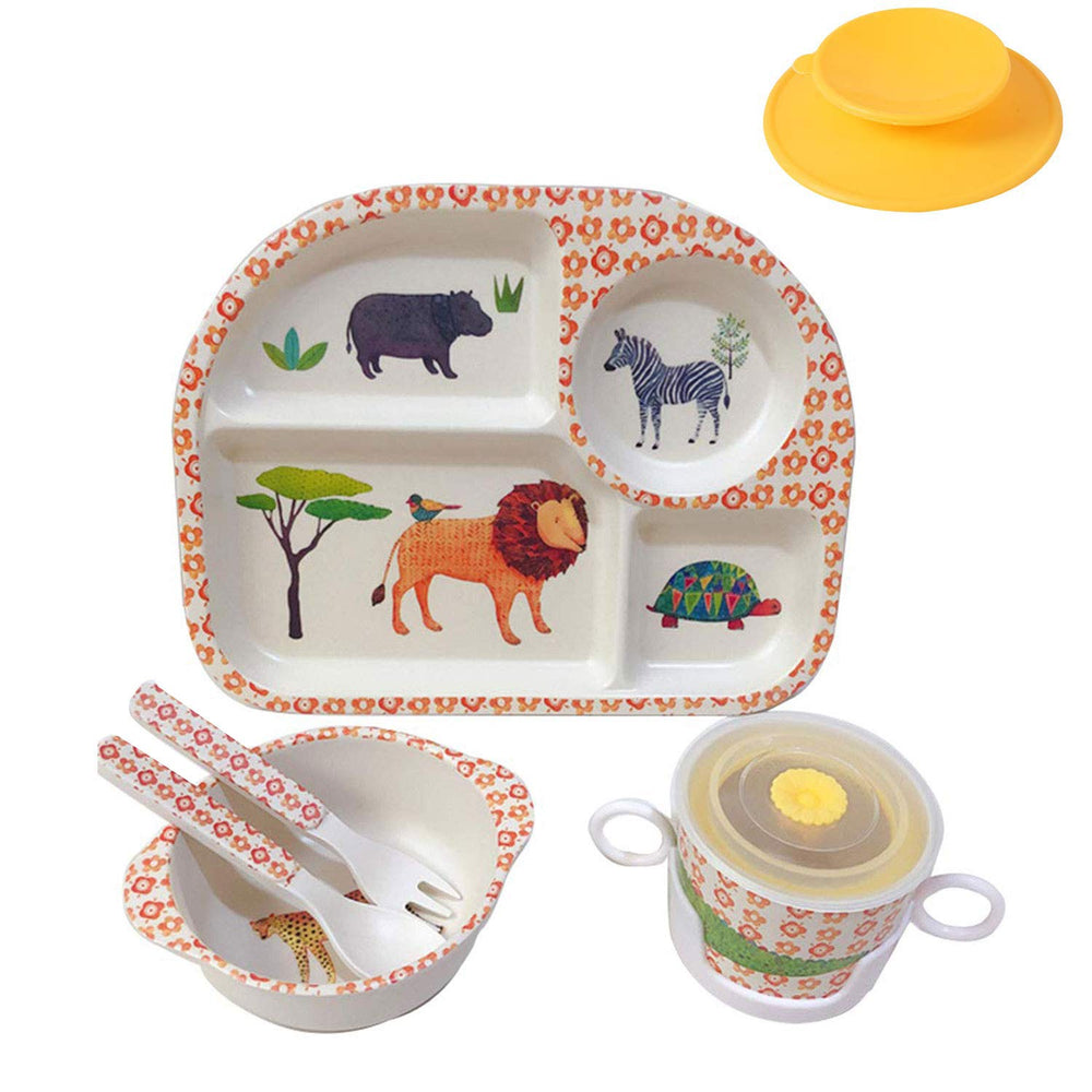 shopwithgreen bamboo kids dinnerware plate supports tidy meals with spill-resistant design