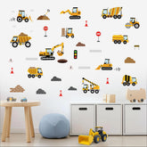 SHUCHING construction vehicle wall decal set highlights bright trucks for playroom decor