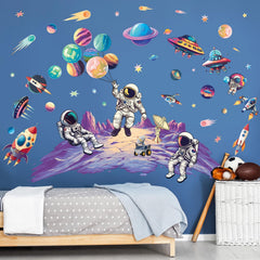 SHUCHING outer space wall sticker with astronaut design for imaginative kids' room decor.