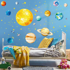 SHUCHING solar-system wall sticker sun and planets for interactive learning in nursery or playroom