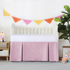 Shunjie.Home pink solid crib skirt shows fade-resistant fabric for lasting color