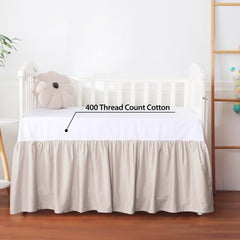 Shunjie.Home ivory crib skirt close-up shows Egyptian cotton texture