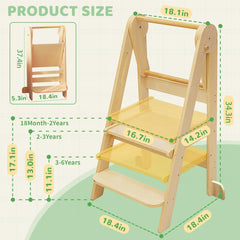 SHWWQUE foldable-toddler-tower folded for compact storage in small kitchens.