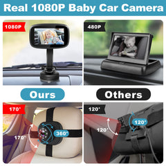 Shybaby 170-degree wide view camera angle captures your baby's seat