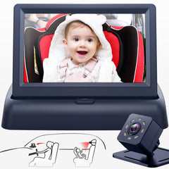 Shynerk Baby car mirror with 4.3-inch display offers a crystal clear rear view.