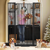 SHYUJAJIE 71inch tall cat gate in hallway for pets safety and containment.