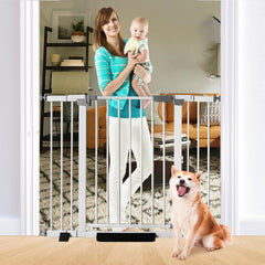 SHYUJAJIE 30-inch tall baby gate, sturdy steel build for safe doorways and pets.