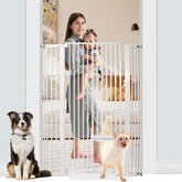 SHYUJAJIE 55-inch cat gate front-view enhances doorway safety for pets.