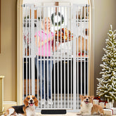 SHYUJAJIE 71-inch extra tall cat gate in white keeps kittens secure.