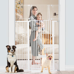 SHYUJAJIE 71inch pet gate front view shows tall height for pet containment