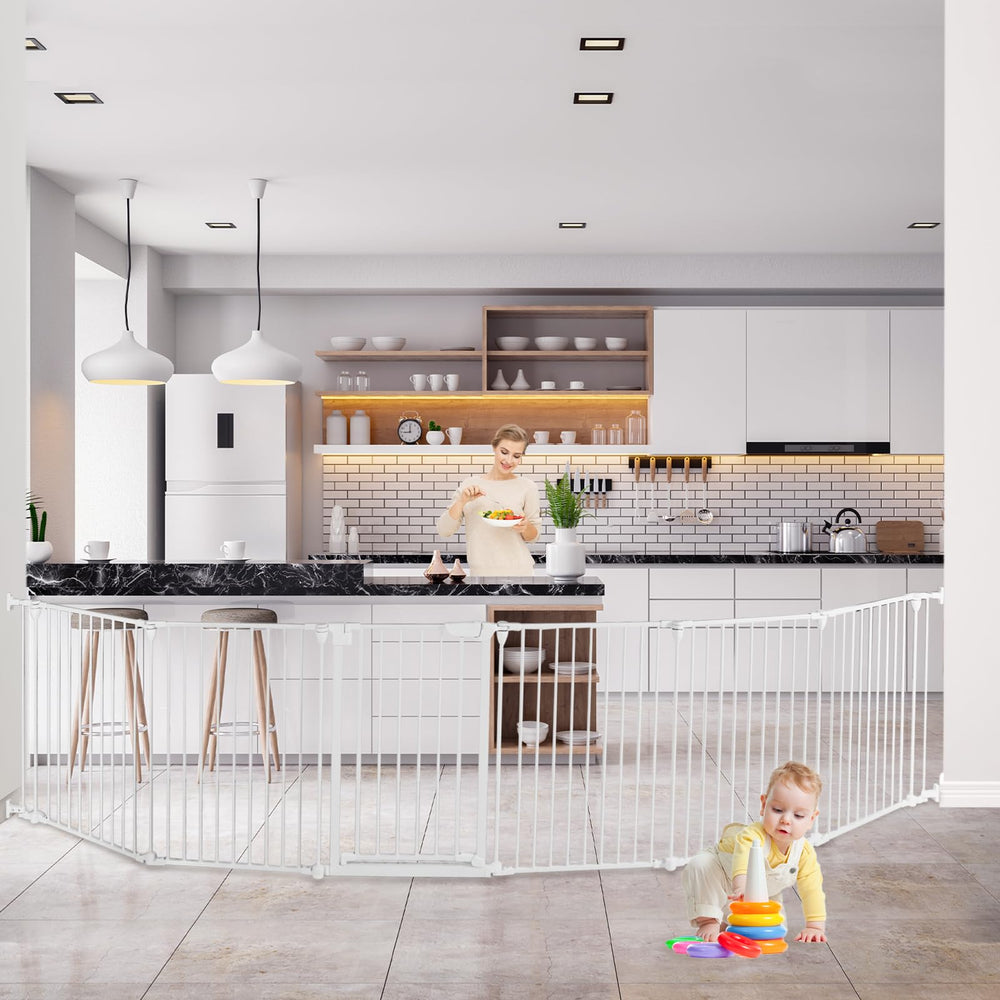 SHYUJAJIE extra wide gate assembly features durable steel for long-lasting child and pet safety.